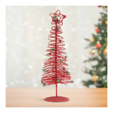 Family Karácsonyi, glitteres, fém karácsonyfa - 28 cm - piros karácsonyi dekoráció
