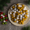 Family Karácsonyi gömb dísz - glitteres, polifoam golyók - 20 mm - 2 féle - 17 g / csomag