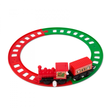 Family Karácsonyi kisvasút - felhúzható - piros / zöld - 20 cm (58564) karácsonyi dekoráció