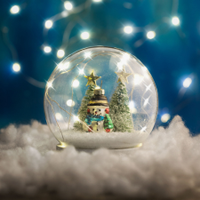 Family Karácsonyi LED-es hógömb - hóemberrel fenyőfával karácsonyi dekoráció