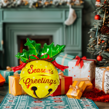 Family Karácsonyi lufi - alumínium fólia - csengettyű - 58 x 78 cm - 58241K party kellék