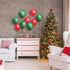 Family Karácsonyi lufi szett piros-zöld 12 db karácsonyi dekoráció