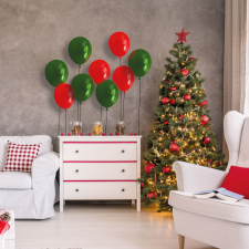 Family Karácsonyi lufi szett piros-zöld metál 15 db karácsonyi dekoráció