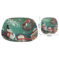  Family kínáló üveg lekerekített négyzet karácsonyi 30x30cm konyhai eszköz