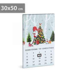 Family LED-es fali kép - kalendárium - 3 melegfehér LED - 30 x 50 cm karácsonyfadísz