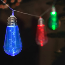 Family LED fényfüzér, villanykörte (10 LED, 1,9 méter, színes, 2 x AA) kültéri izzósor