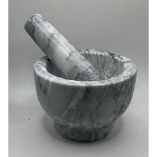  family mozsár és mozsártörő márvány fehér átm.:13cm m:9cm konyhai eszköz