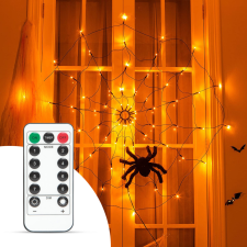 Family Pókháló fényfüggöny pókkal - melegfehér 60 db LED - USB-s dekoráció
