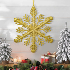 FamilyChristmas Karácsonyi dísz - arany jégkristály - 29 x 29 x 1 cm karácsonyi dekoráció