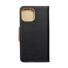 Fancy flip Fancy Apple iPhone 14 Pro flip tok, fekete-arany tok és táska