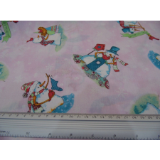 Fashion Rózsaszín alapon hóember mintás anyag, patchwork pamutvászon, 140cm/0,5m méteráru