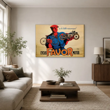  Favor kerékpár és motor francia retro plakát vászonkép dekoráció