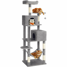 Feandrea Játszókészlet macskáknak Jack, puha plüss, világosszürke, 60x49x191cm macskabútor