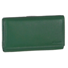  Fedeles, cipzáros aprós, hátul kártyatartós sima zöld bőr pénztárca Gina Monti pénztárca