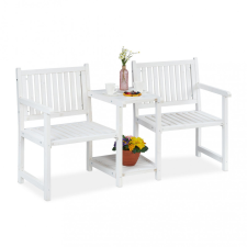  Fehér 2 személyes kerti pad asztallal 86x161x61 cm 10038649 kerti bútor