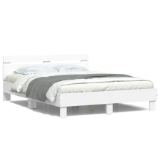 Fehér ágykeret fejtámlával és LED-del 140 x 190 cm ágy és ágykellék