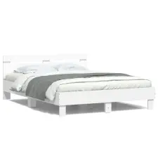  fehér ágykeret fejtámlával és LED-del 150 x 200 cm ágy és ágykellék