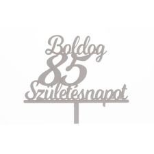 Fehér Boldog Születésnapot 85 feliratos sziluett tortadísz sütés és főzés