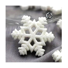  Fehér csillámos hópihe, akasztható. Mérete: 18 mm dekorációs kellék