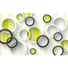  Fehér és fekete körök tapéta, 300 x 250 cm tapéta, díszléc és más dekoráció