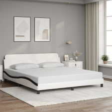 fehér és fekete műbőr ágykeret fejtámlával 180x200 cm ágy és ágykellék