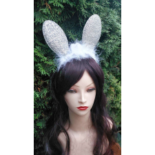  FEHÉR, ezüst flitteres Led-es Világítós Nyuszi Fejpánt Jelmezhez Farsangra jelmez