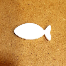  Fehér fa halacska, mérete: 35x17 mm dekorációs kellék