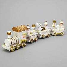  Fehér fa vonat. Mérete: 21x5 cm dekorációs kellék