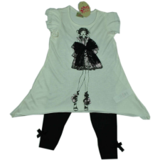  Fehér-fekete, masnis lány ruha szett gyerek pulóver, kardigán