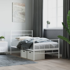  fehér fém ágykeret fej- és lábtámlával 100x200 cm ágy és ágykellék