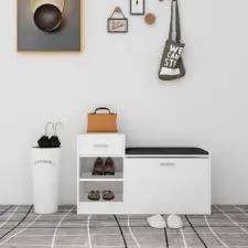  fehér forgácslap cipőtároló pad 94,5 x 31 x 57 cm bútor