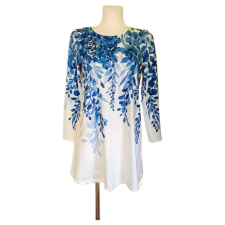  Fehér kék virágmintás női ruha (méret: S) női ruha
