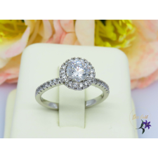  fehér központi köves gyűrű-rodium gyűrű