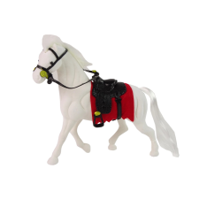 fehér ló figura nyereg farm játékfigura