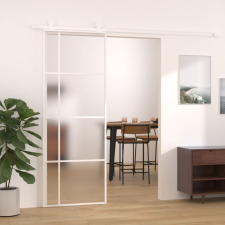 Fehér matt ESG üveg és alumínium tolóajtó 76x205 cm építőanyag
