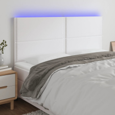  Fehér műbőr LED-es fejtámla 180x5x118/128 cm ágy és ágykellék