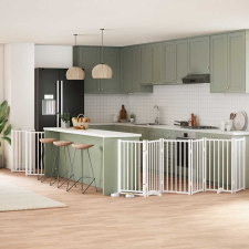  fehér nyárfa 12 paneles összecsukható kutyakapu ajtóval 600 cm kutyafelszerelés