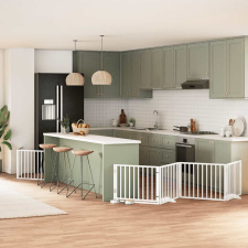  fehér nyárfa 6 paneles összecsukható kutyakapu ajtóval 480 cm kutyafelszerelés