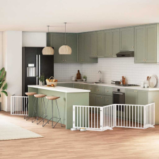  fehér nyárfa 8 paneles összecsukható kutyakapu ajtóval 640 cm kutyafelszerelés