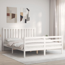 Fehér tömör fa ágykeret fejtámlával King Size ágy és ágykellék