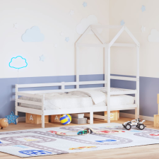 fehér tömör fenyőfa kanapéágy tetővel 90 x 200 cm ágy és ágykellék