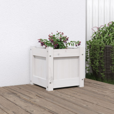 fehér tömör fenyőfa kerti virágtartó 31 x 31 x 31 cm kerti tárolás