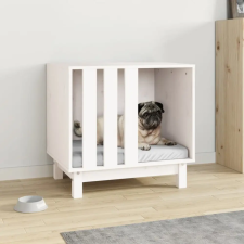  Fehér tömör fenyőfa kutyaház 60 x 45 x 57 cm szállítóbox, fekhely kutyáknak