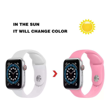 FeiFan színváltós szilikon óraszíj Apple Watch órához 42/44/45/49 mm - Fehér-Rózsaszín / 2998 okosóra kellék