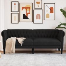  fekete 3 személyes szövet Chesterfield kanapé bútor