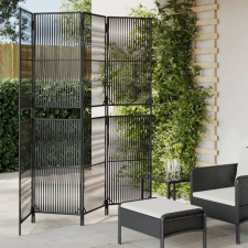  Fekete 4-paneles polyrattan térelválasztó bútor