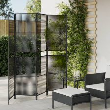  Fekete 4-paneles polyrattan térelválasztó bútor