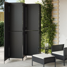  Fekete 5-paneles polyrattan térelválasztó bútor