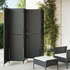 Fekete 5-paneles polyrattan térelválasztó bútor