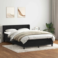  fekete bársony rugós ágy matraccal 160x210 cm ágy és ágykellék
